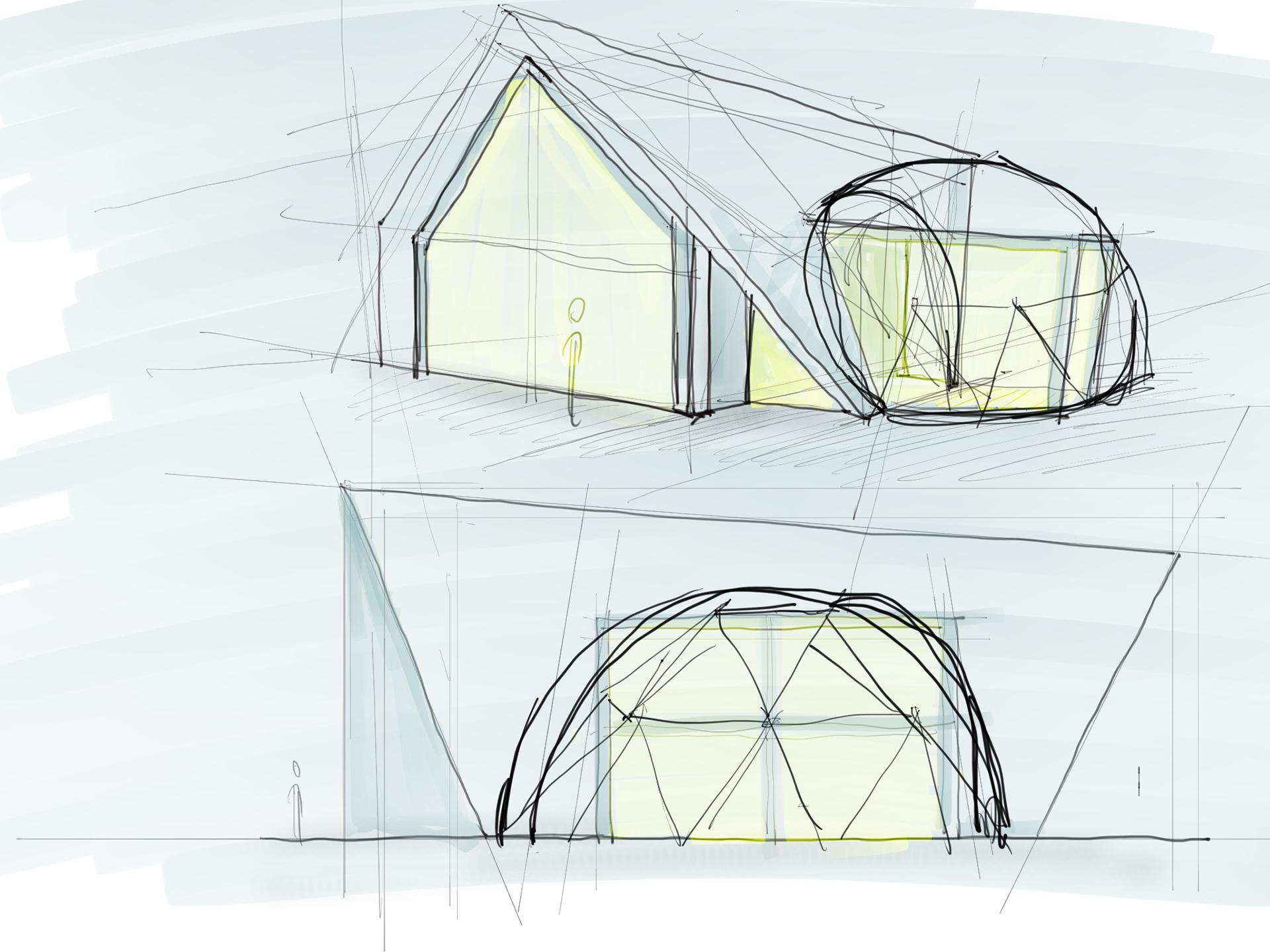 Schizzi e idee progettuali – schizzo di volumi e ombre 2