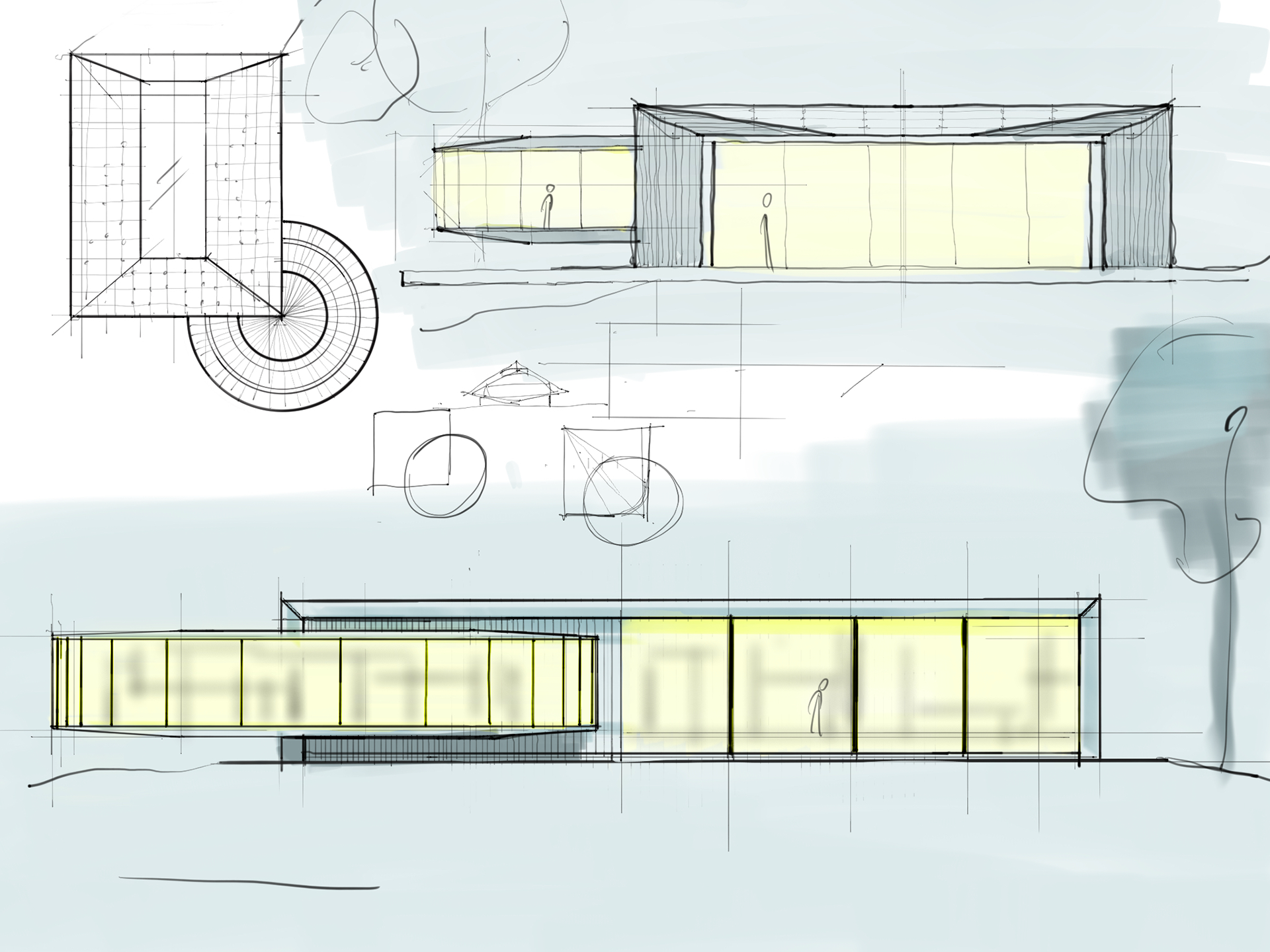 Schizzi e idee progettuali – schizzo di volumi e ombre 3