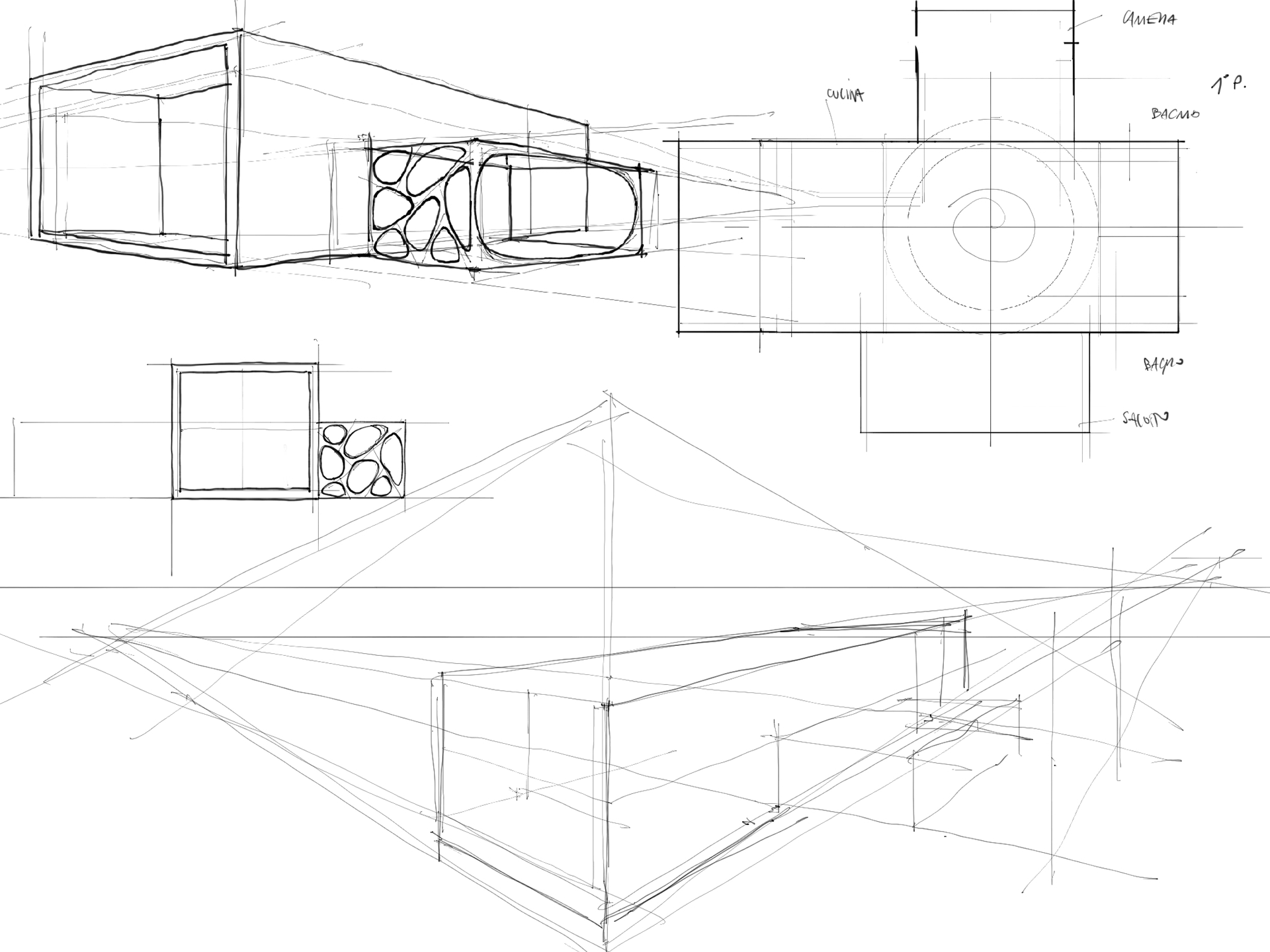 Schizzi e idee progettuali – schizzo di volumi e ombre 5
