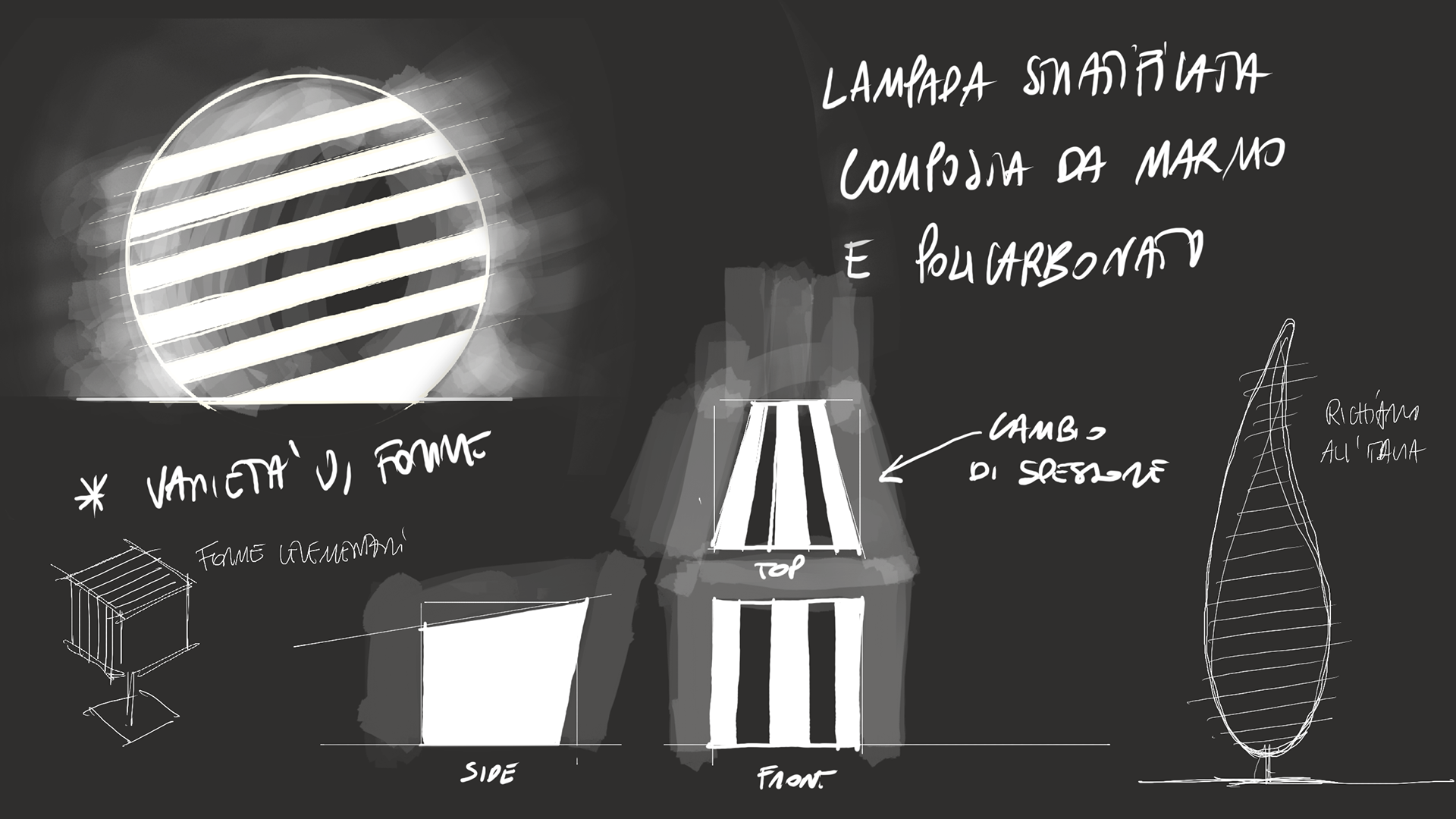 Schizzi e idee progettuali – riutilizzo creativo degli scarti di marmo 1