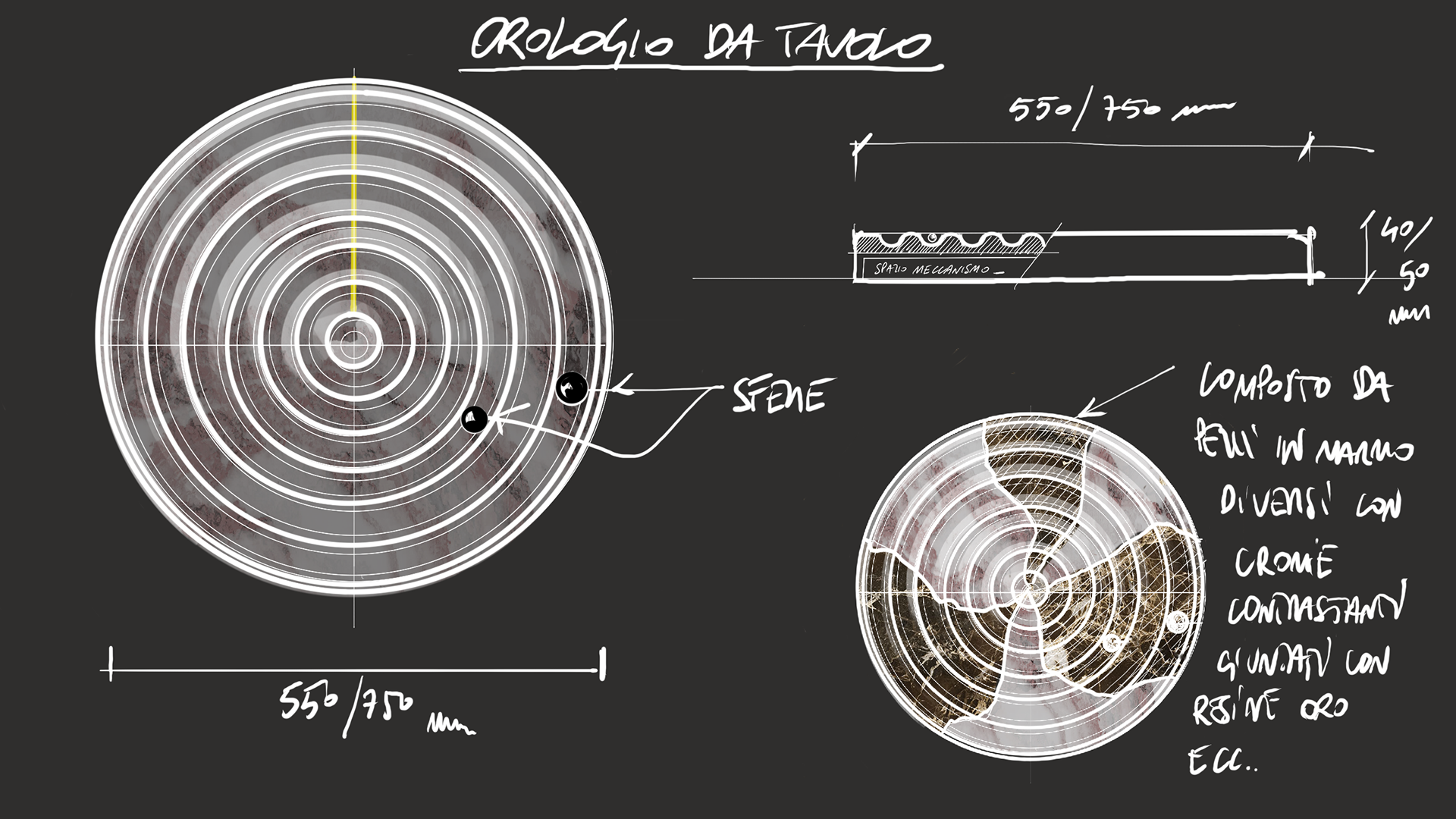 Schizzi e idee progettuali – riutilizzo creativo degli scarti di marmo 3