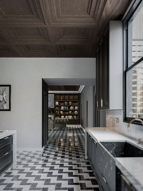 Abitare in stile britannico – soggiorno con boiserie 1