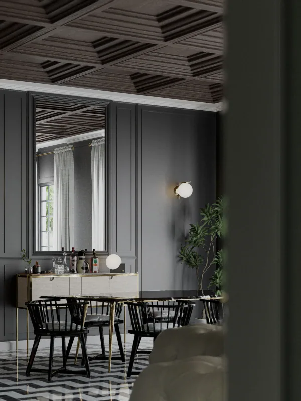 Abitare in stile britannico – soggiorno con boiserie 3